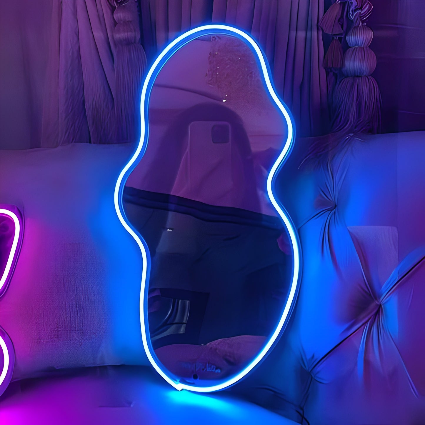 Wavy Selfie Neon Mirror Neon Light Mirror for Home decor