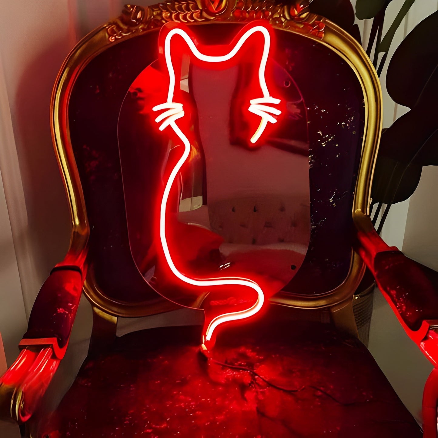 Cute Kitten Shape Neon Selfie Mirror for home decor