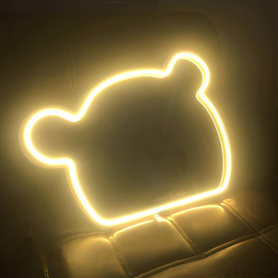 Bear Face Selfie Neon Mirror for home decor