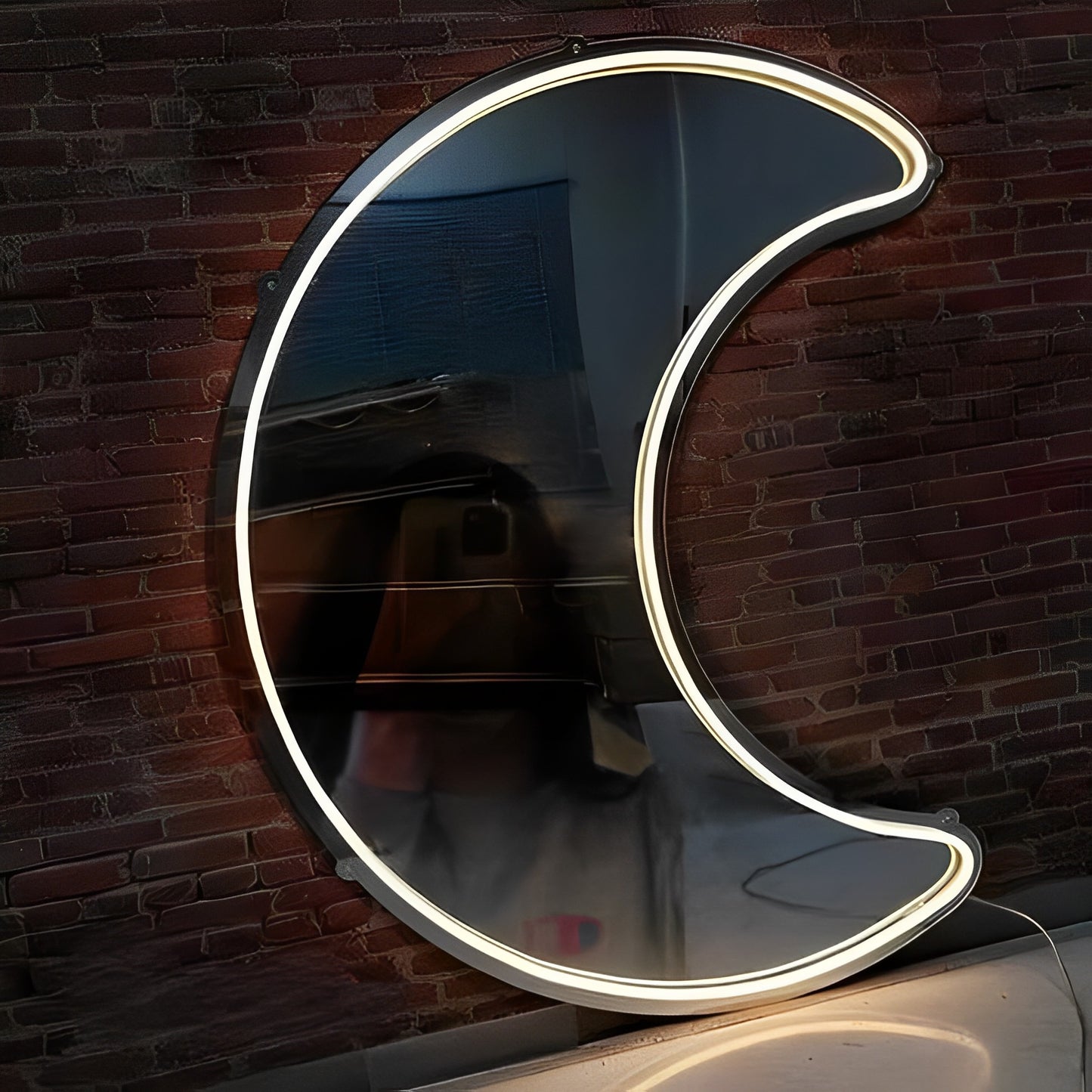 Moon Selfie Neon Mirror Neon Light for home decor