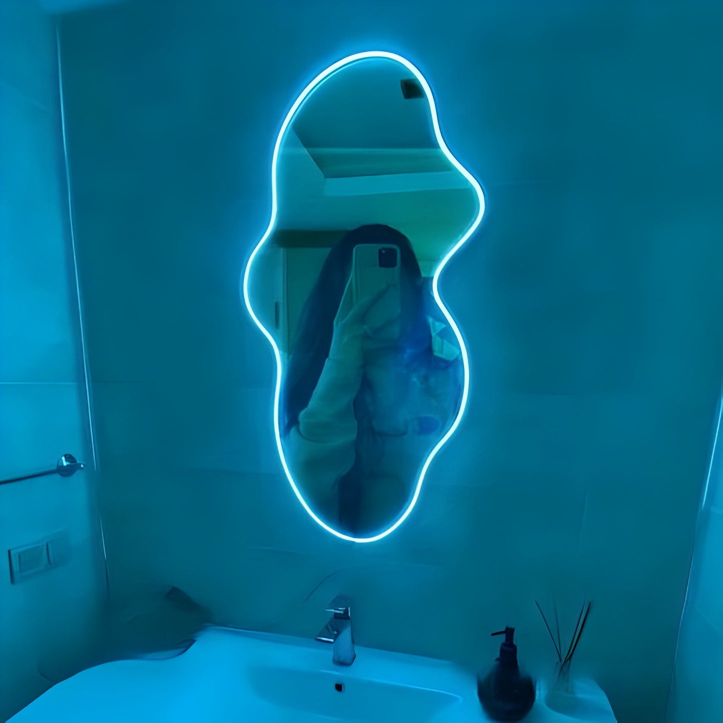 Wavy Selfie Neon Mirror Neon Light Mirror for Home decor