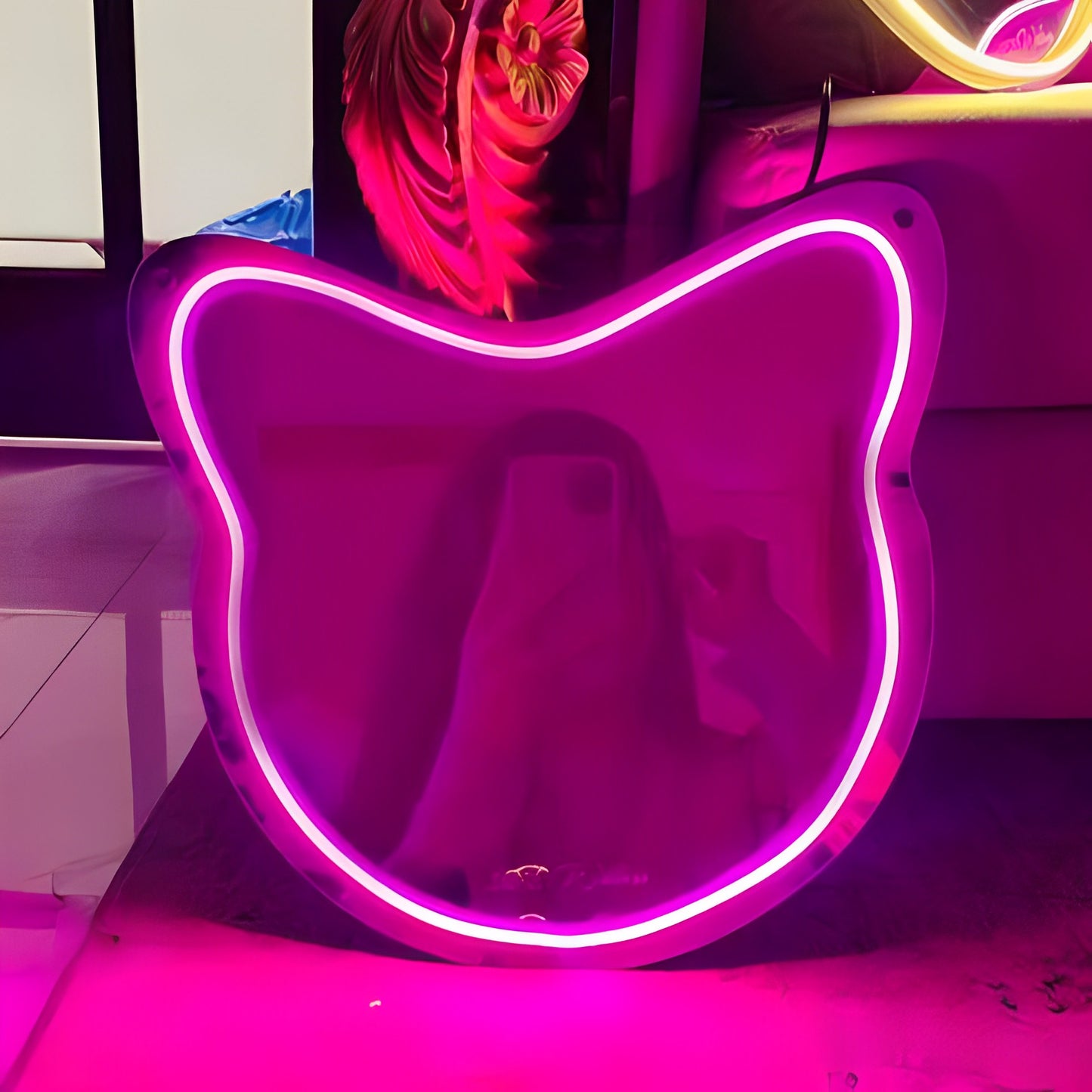 Meoww Face Selfie Neon Mirror Neon Lights for Home decor