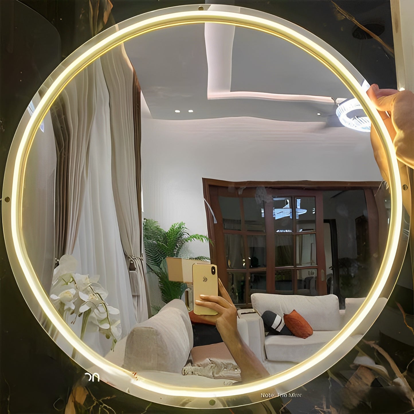 Round Circle Neon Selfie Mirror with Neon Lights for Home decor