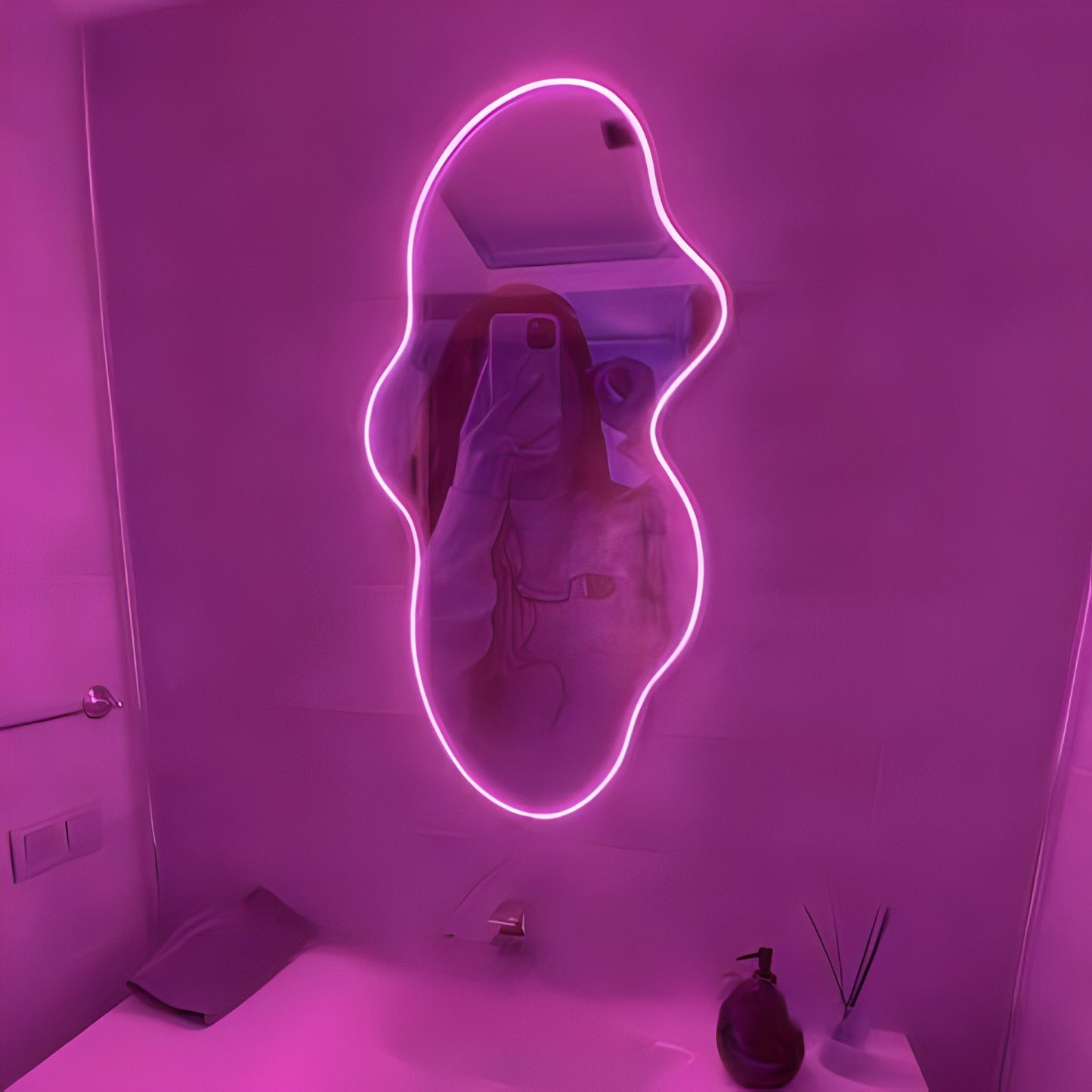 Wavy Selfie Neon Mirror Neon Light Mirror for Home decor