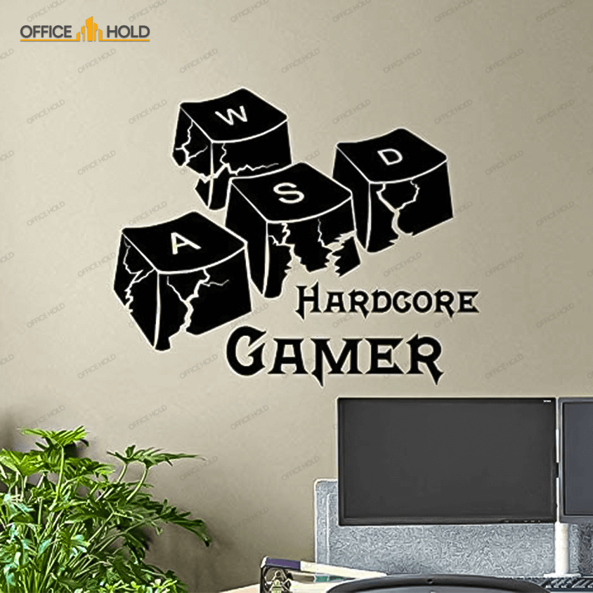 Hardcore Gamer WASD Keyboard Keys Gamer Room Sign