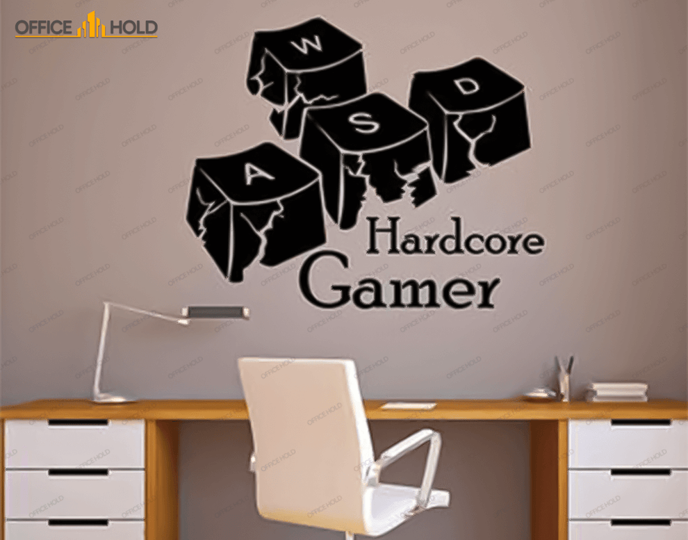 Hardcore Gamer WASD Keyboard Keys Gamer Room Sign