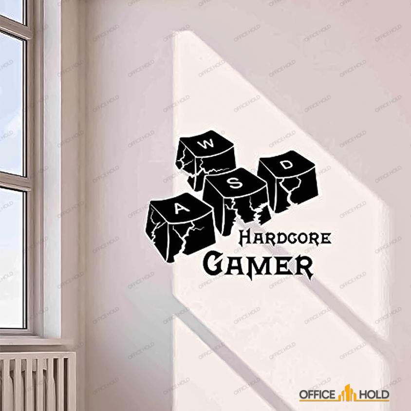 Hardcore Gamer WASD Keyboard Keys Gamer Room Sign