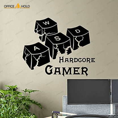 Hardcore Gamer WASD Keyboard Keys Gamer Room Sign