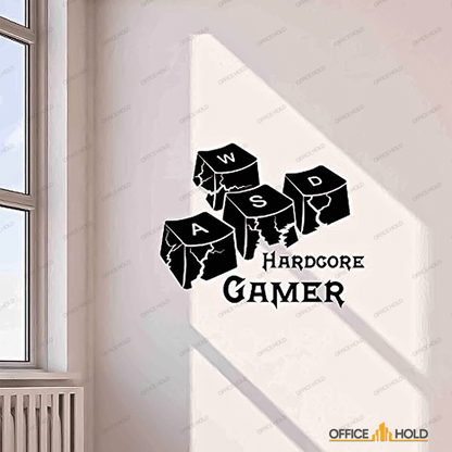 Hardcore Gamer WASD Keyboard Keys Gamer Room Sign